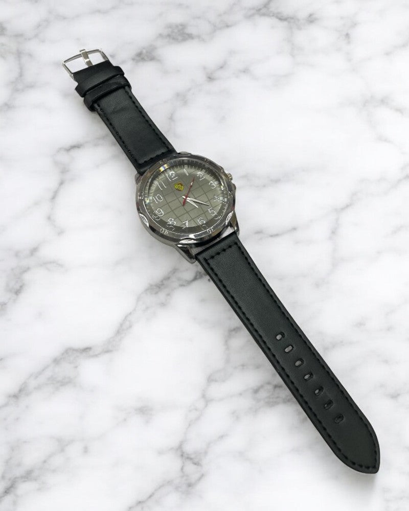 Men Silver Face & Black Strap Watch - StylePhase SA