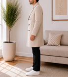 Mens Beige Lined Melton Coat - StylePhase SA