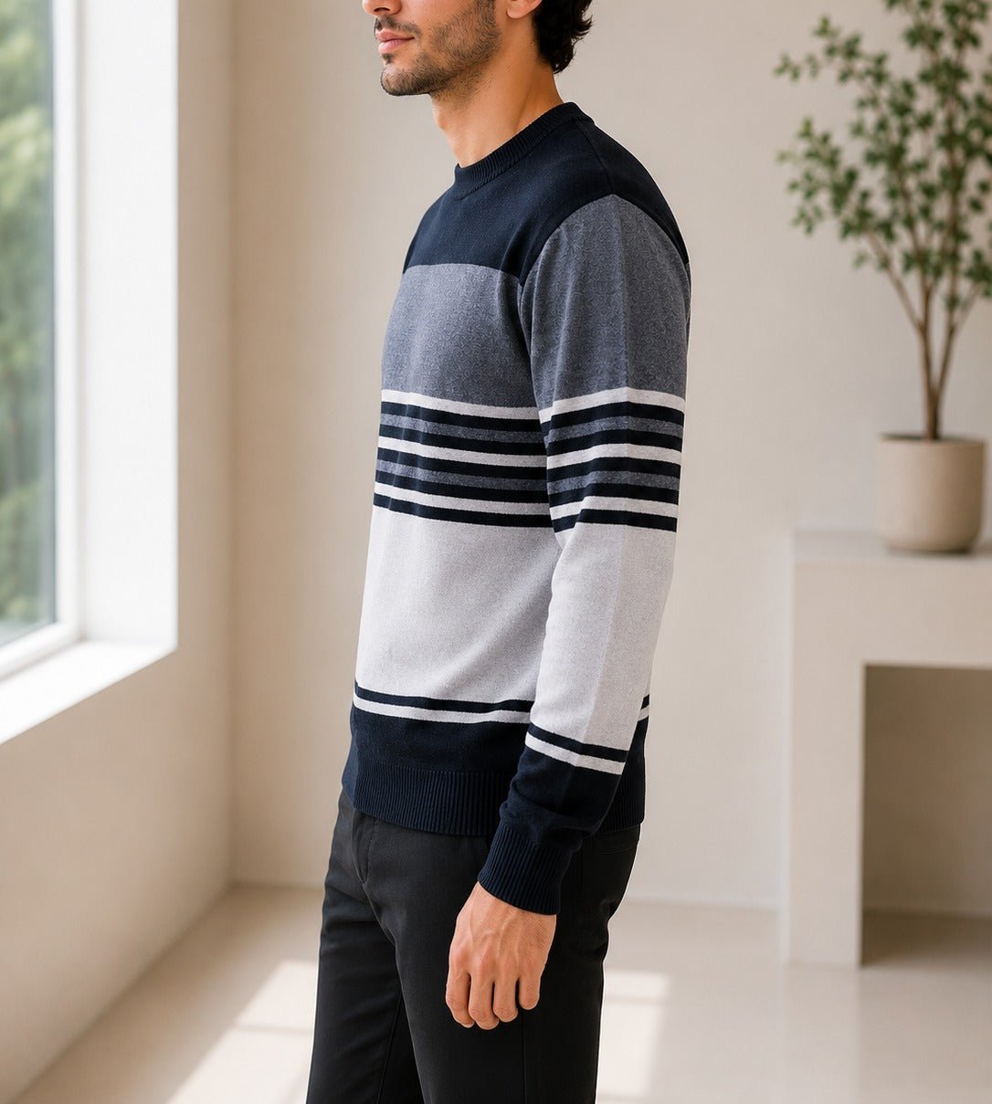 Men's Black And Grey Knit Jersey - StylePhase SA
