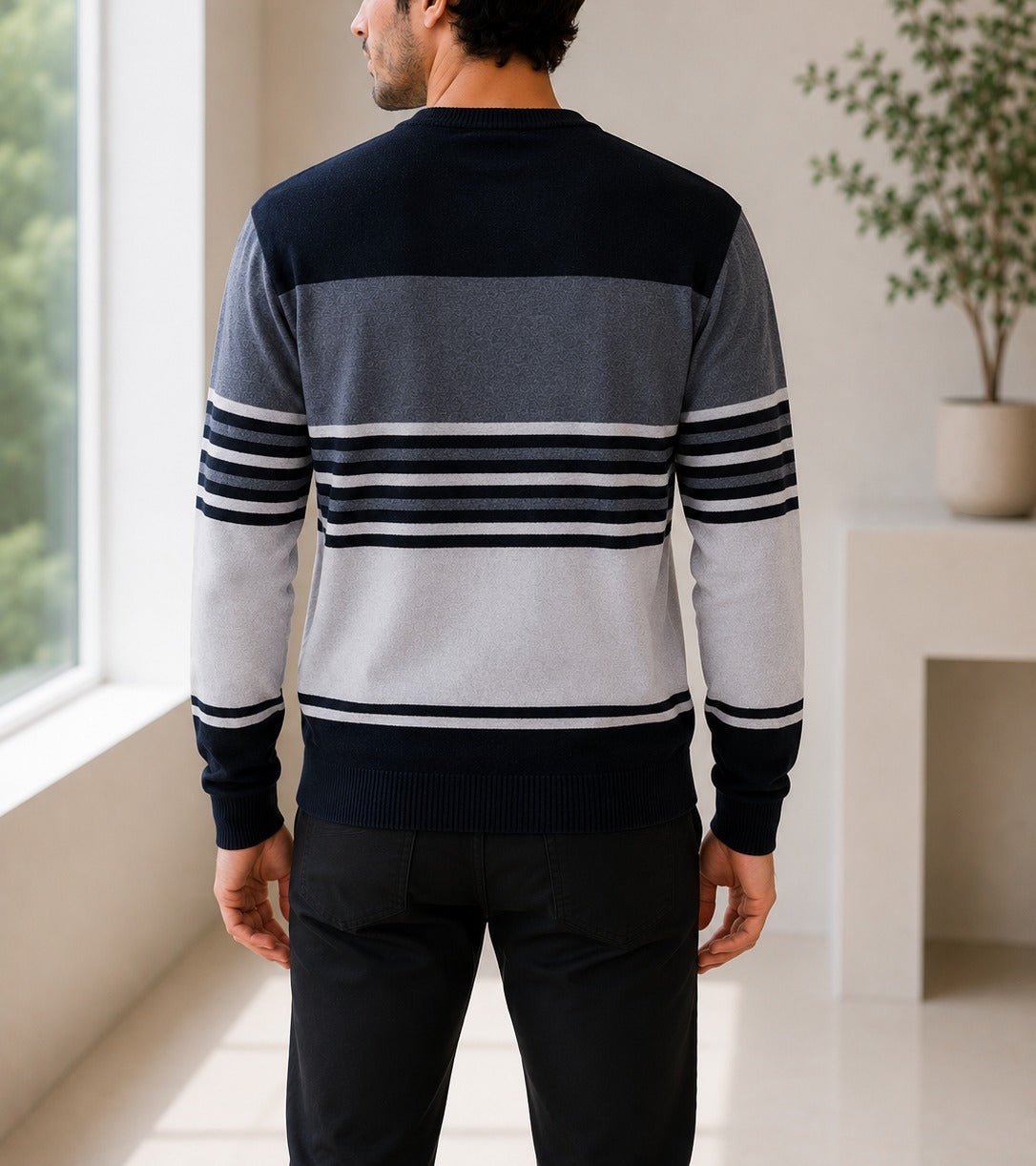 Men's Black And Grey Knit Jersey - StylePhase SA