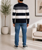 Men's Black And White Stripe Knit Jersey - StylePhase SA