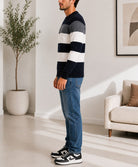 Men's Black And White Stripe Knit Jersey - StylePhase SA