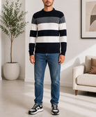 Men's Black And White Stripe Knit Jersey - StylePhase SA