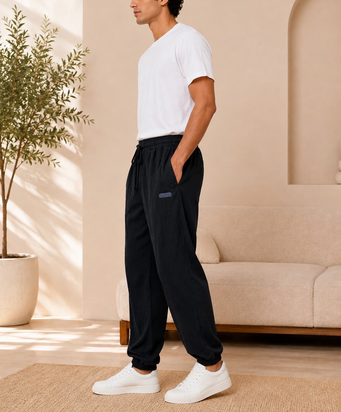 Mens Black Cuff Track Pants - StylePhase SA