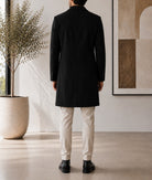 Men's Black Double Breasted Melton Coat - StylePhase SA