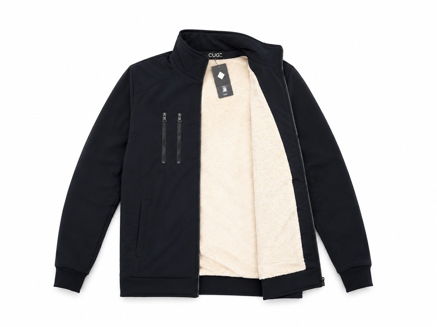 Mens Black Double Chest Zip Jacket - StylePhase SA