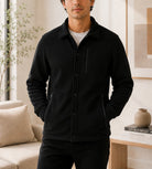 Mens Black Fleece Chest Zip Jacket - StylePhase SA