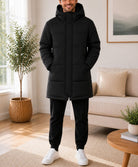 Mens Black Hooded Funnel Neck Jacket - StylePhase SA