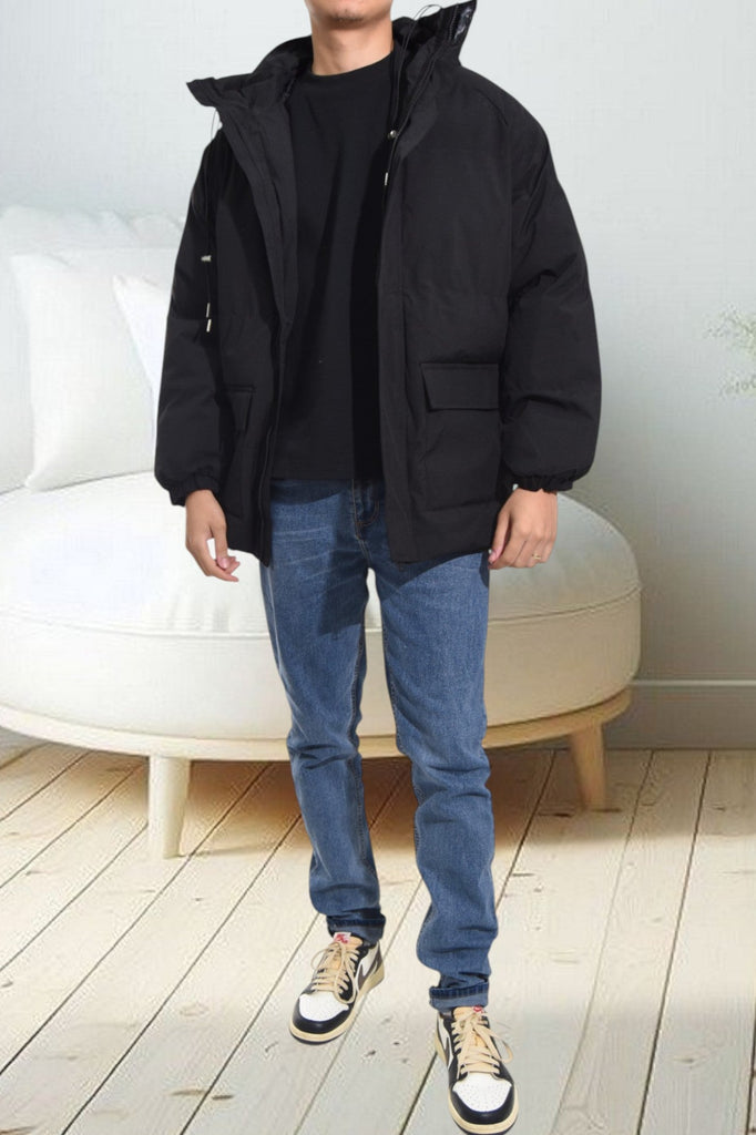 Mens Black Hoody Jacket - StylePhase SA