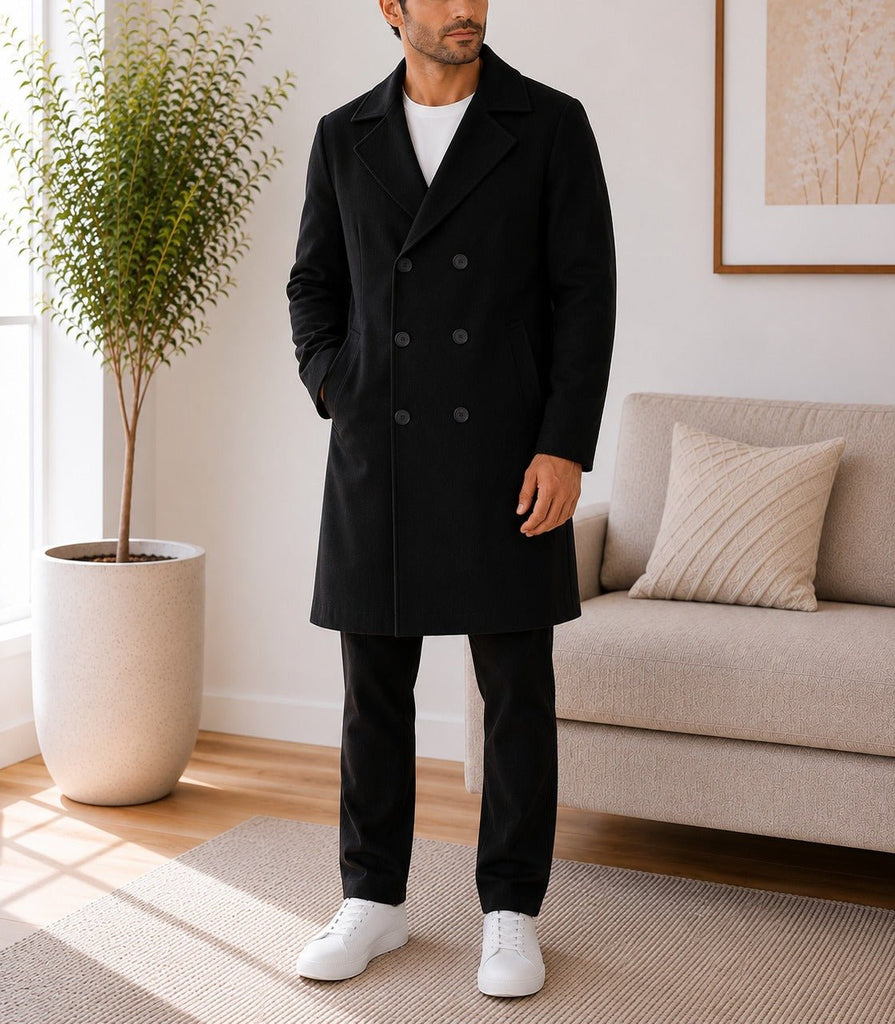 Mens Olive Green Lined Melton Coat – StylePhase SA