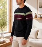 Men's Black Multi Stripe Crew Neck Knit Jersey - StylePhase SA