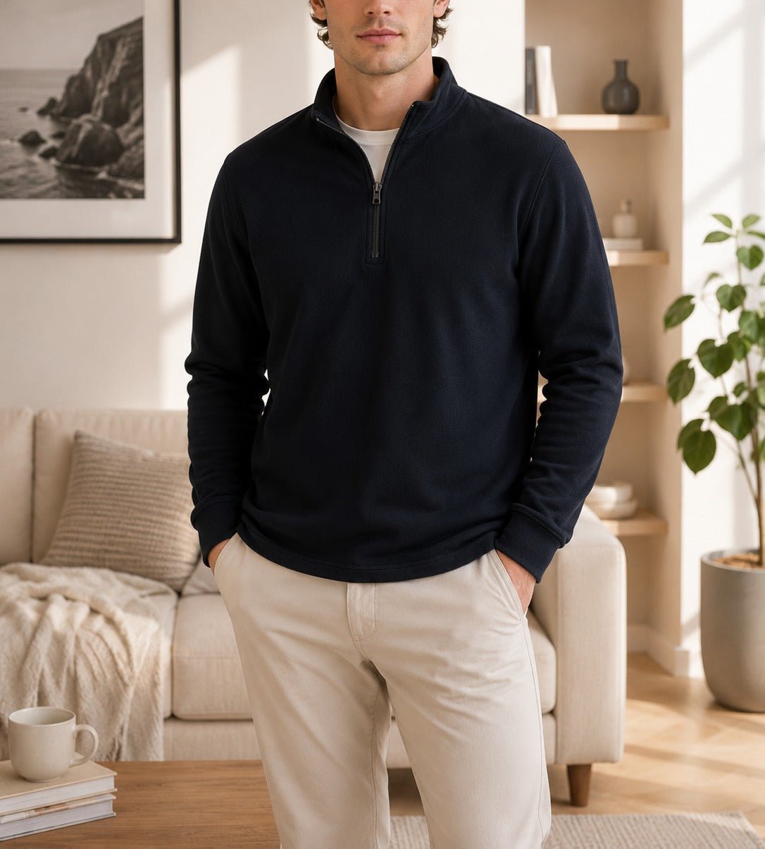 Mens Black Neck Zip Fleece Jacket - StylePhase SA