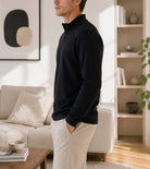 Mens Black Neck Zip Fleece Jacket - StylePhase SA