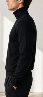 Men's Black Polo Neck Top - StylePhase SA