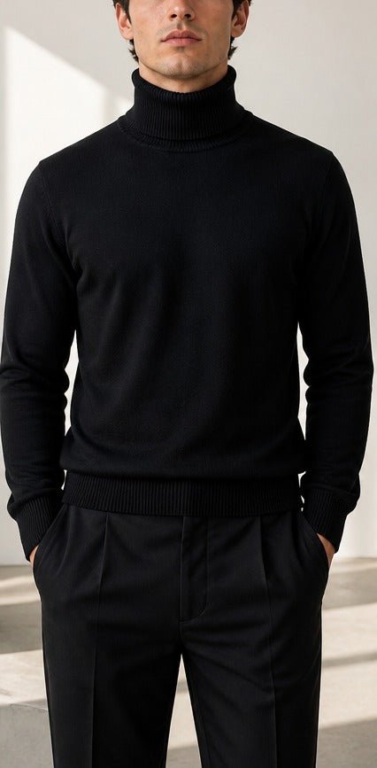 Men's Black Polo Neck Top - StylePhase SA