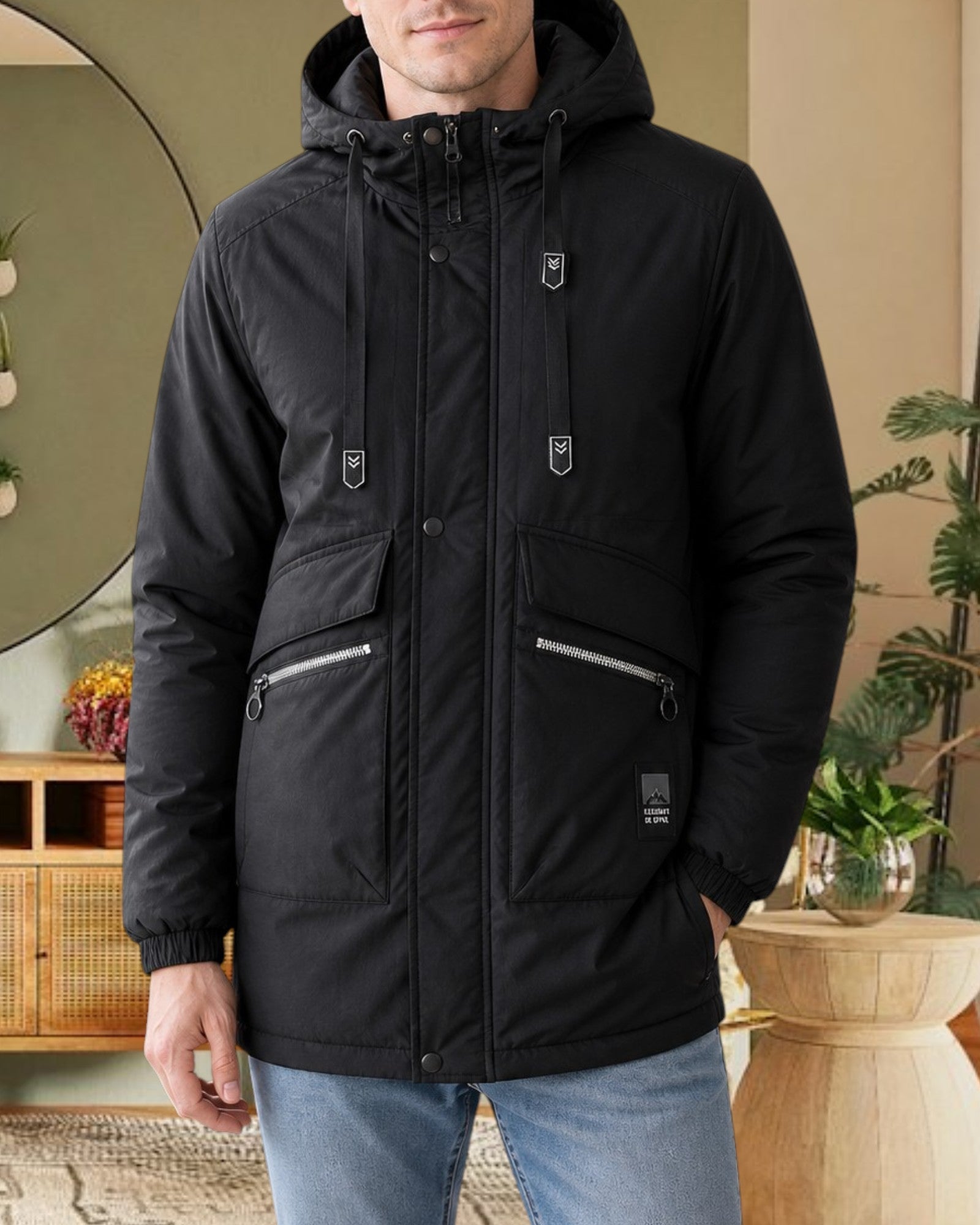 Mens Black Printed Jacket- DNA – StylePhase SA