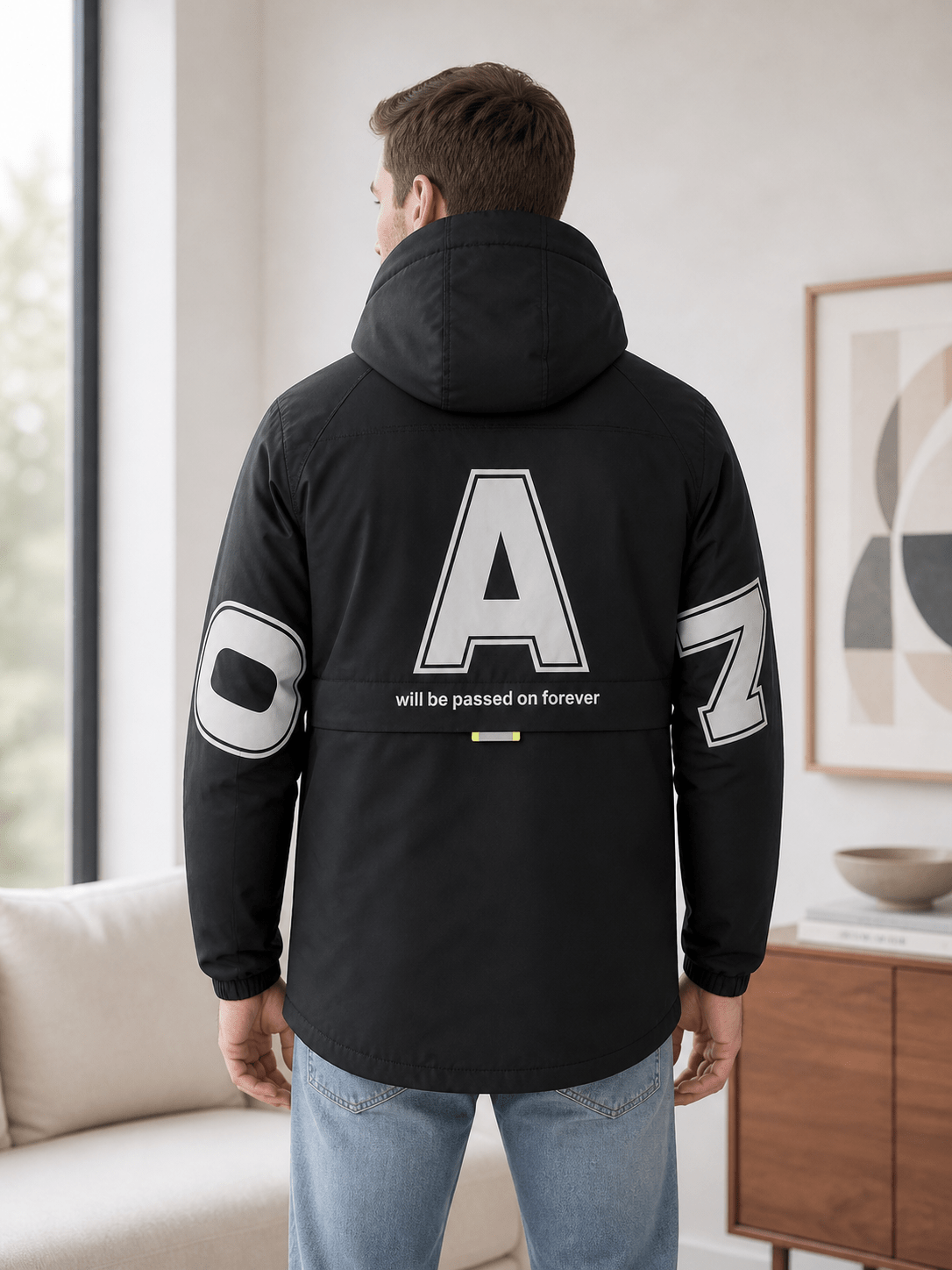 Mens Black Printed Jacket- DNA – StylePhase SA