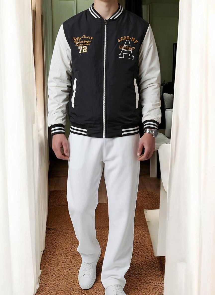 Mens Black Printed Zip Jacket - StylePhase SA