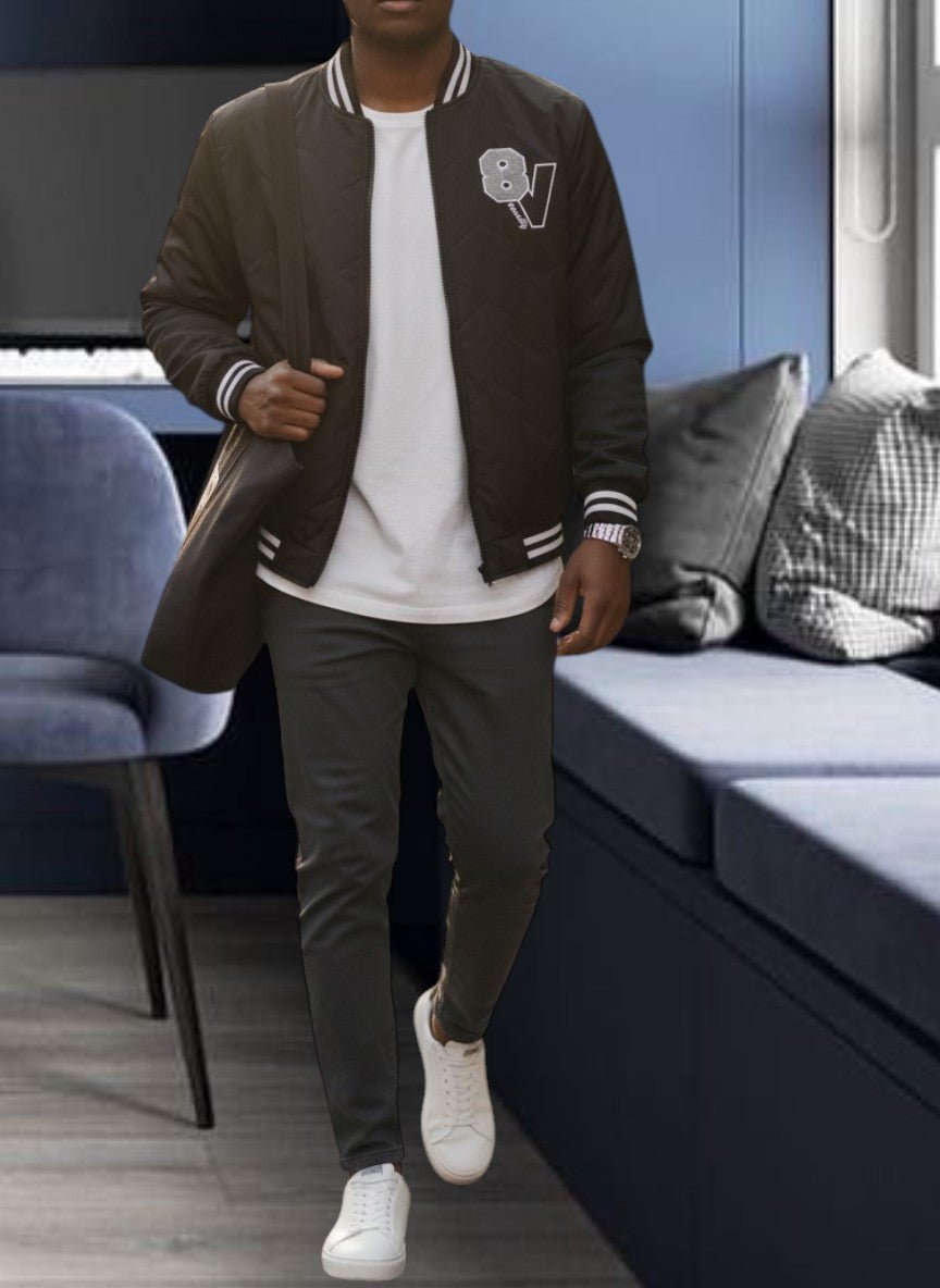Mens Black Printed Zip Jacket - StylePhase SA