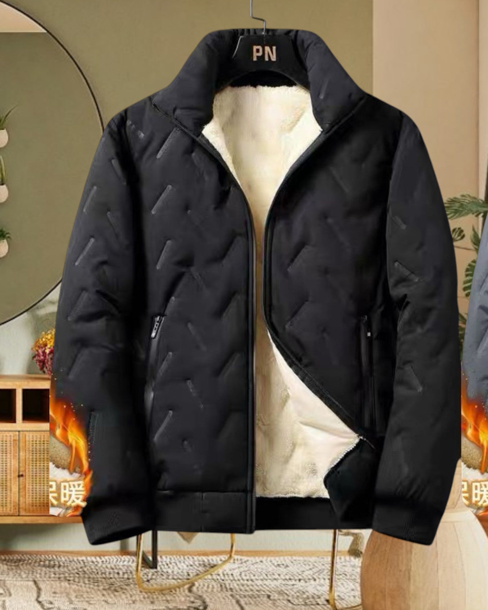 Mens Black Quilt Zip Jacket - StylePhase SA