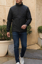 Mens Black Quilt Zip Jacket - StylePhase SA