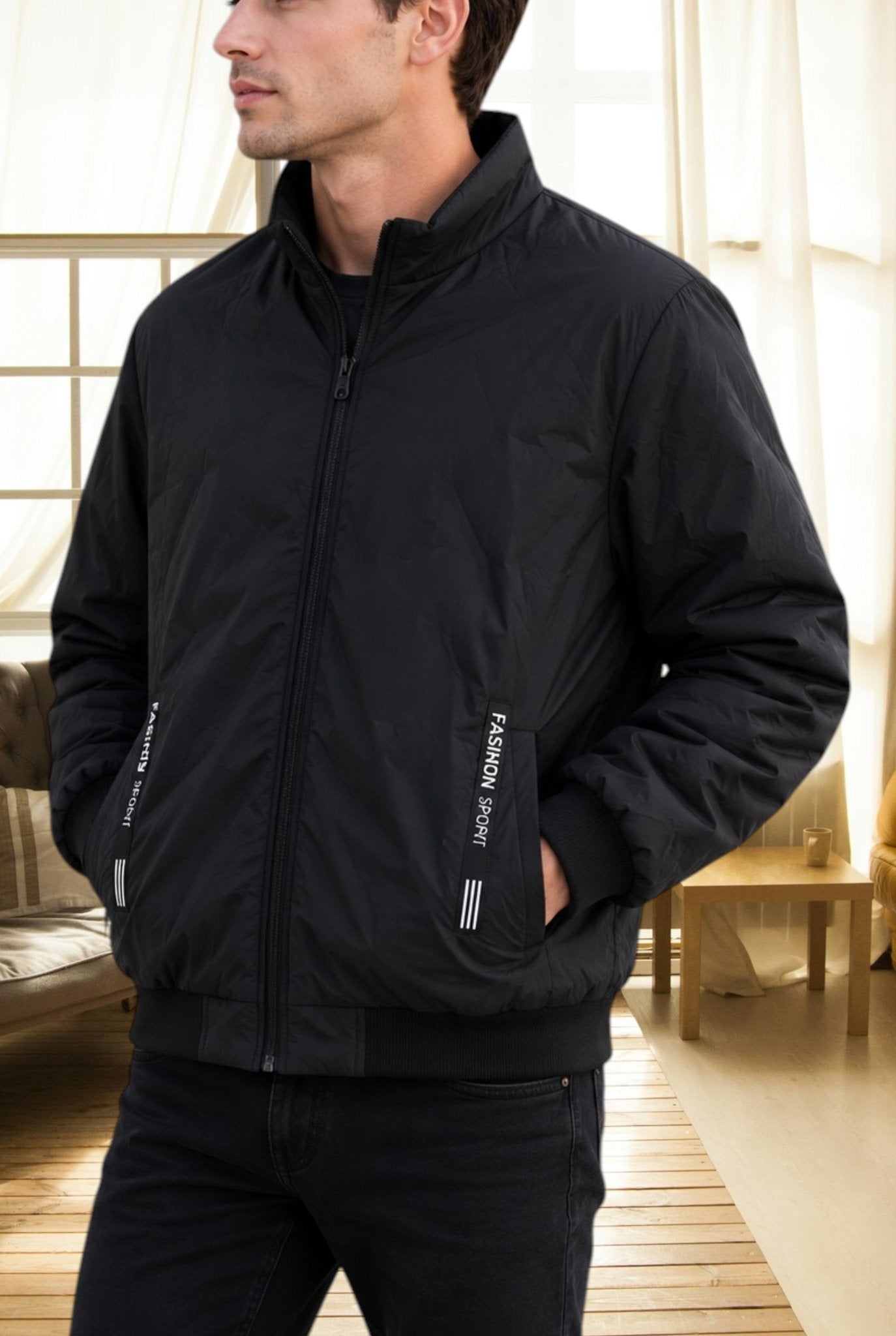 Men's Black Side Pocket Jacket - StylePhase SA