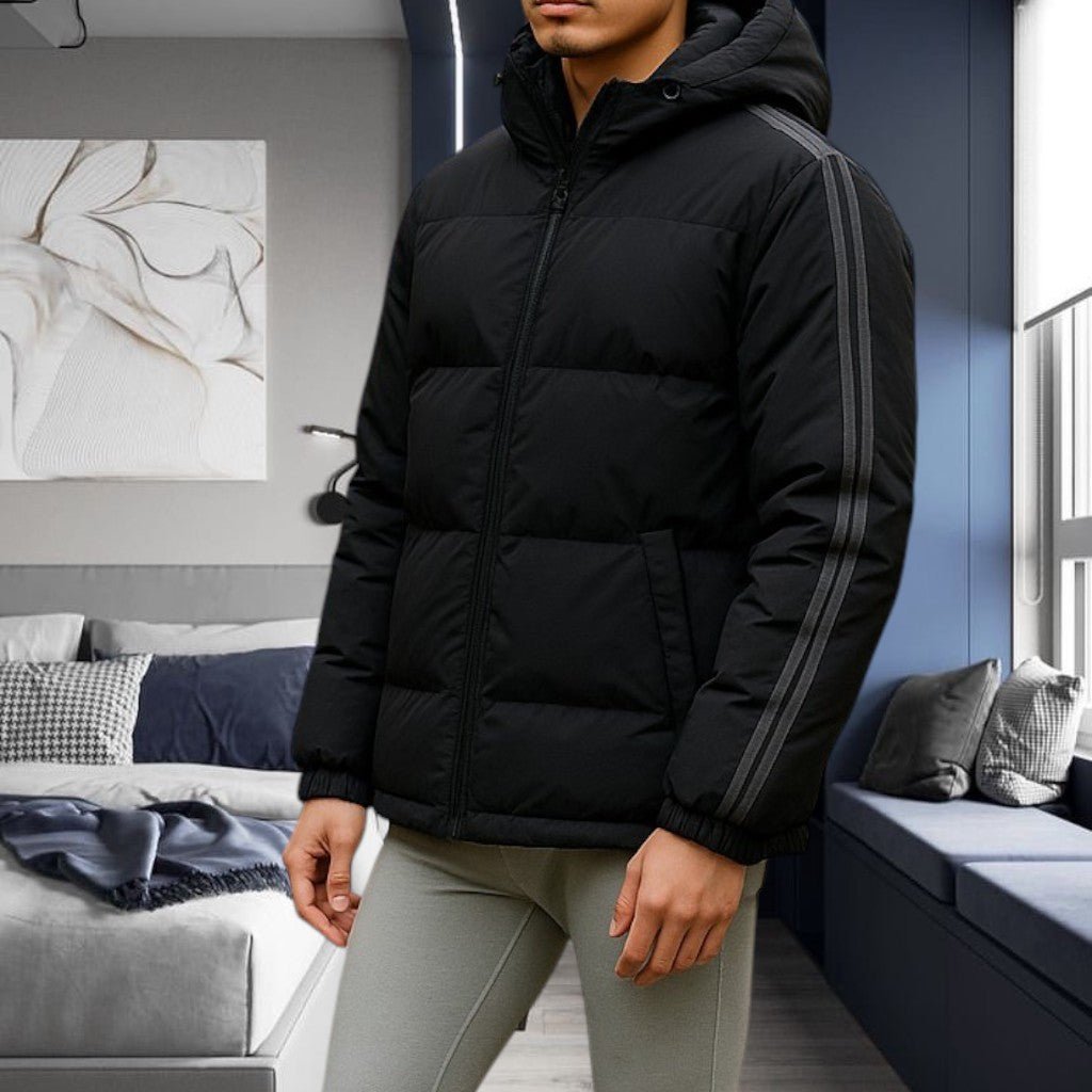 Mens Black Stripe Hoody Jacket - StylePhase SA