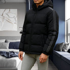 Mens Black Stripe Hoody Jacket - StylePhase SA