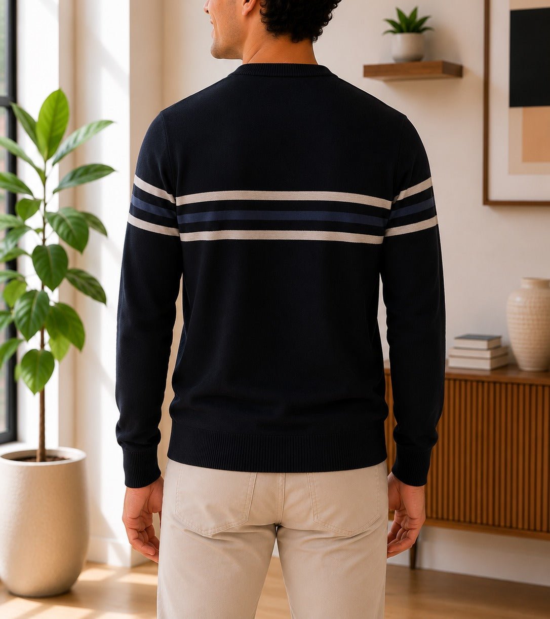 Men's Black Stripe Knit Jersey - StylePhase SA