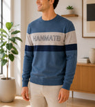 Men's Blue And Beige Printed Knit Jersey - StylePhase SA