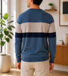 Men's Blue And Beige Printed Knit Jersey - StylePhase SA