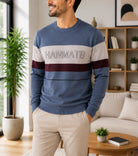 Men's Blue And Maroon Stripe Printed Knit Jersey - StylePhase SA