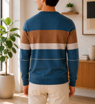 Men's Blue And Rust Printed Knit Jersey - StylePhase SA