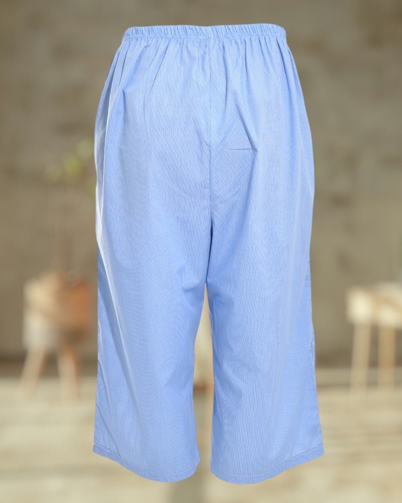 Men's Blue Check Print 3/4 Pants - StylePhase SA