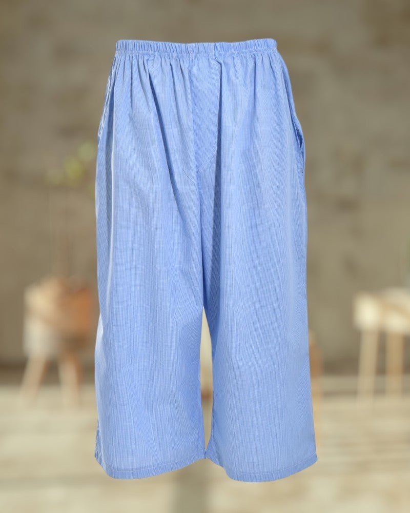 Men's Blue Check Print 3/4 Pants - StylePhase SA