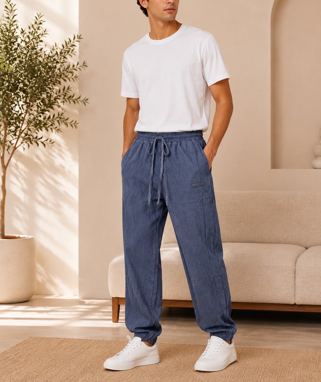 Mens Blue Cuff Track Pants - StylePhase SA