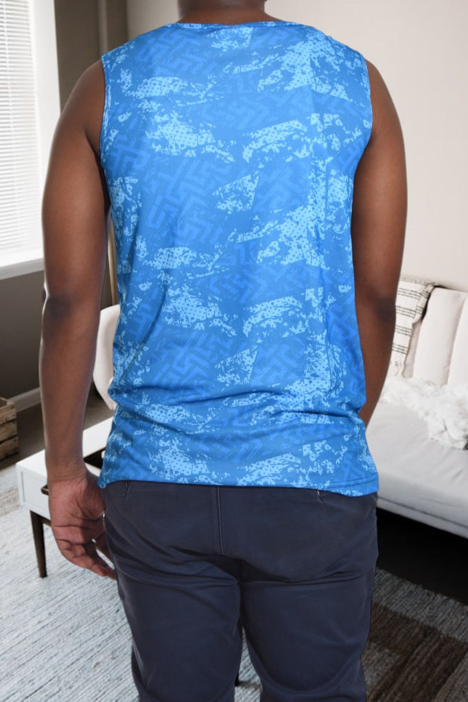 Mens Blue Printed Vest - StylePhase SA