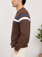 Men's Brown And Blue Round Neck Sweater - StylePhase SA