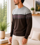 Men's Brown And Grey Stripe Knit Jersey - StylePhase SA