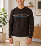 Men's Brown Crew Neck Stripe Knit Sweater - StylePhase SA