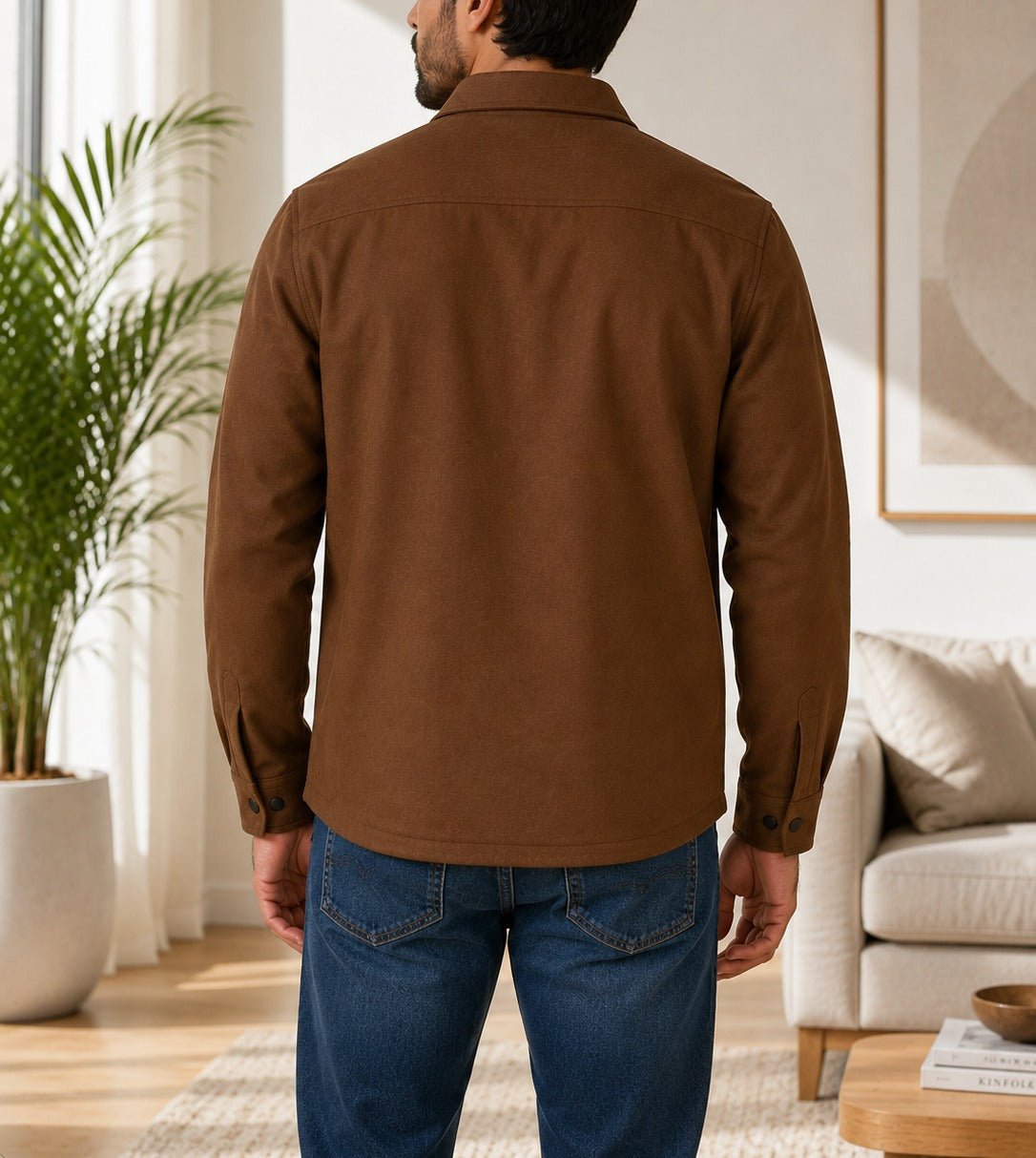 Men's Brown Melton Shacket - StylePhase SA