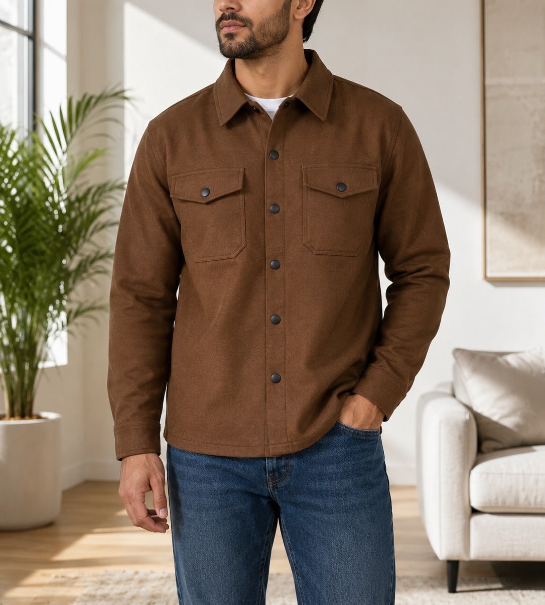 Men's Brown Melton Shacket - StylePhase SA