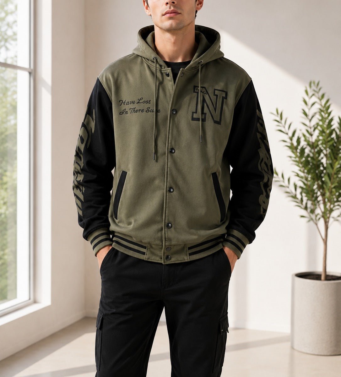 Mens Brown N Printed Hoody Jacket - StylePhase SA
