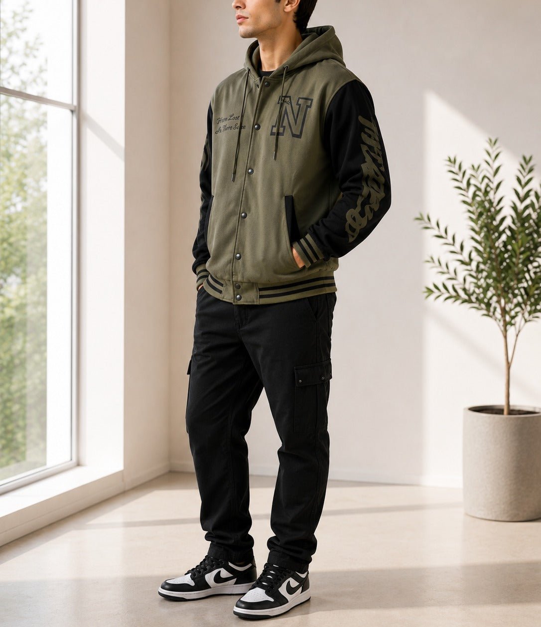 Mens Brown N Printed Hoody Jacket - StylePhase SA