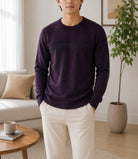 Men's Burgandy & Black Stripe Round Neck Sweater - StylePhase SA