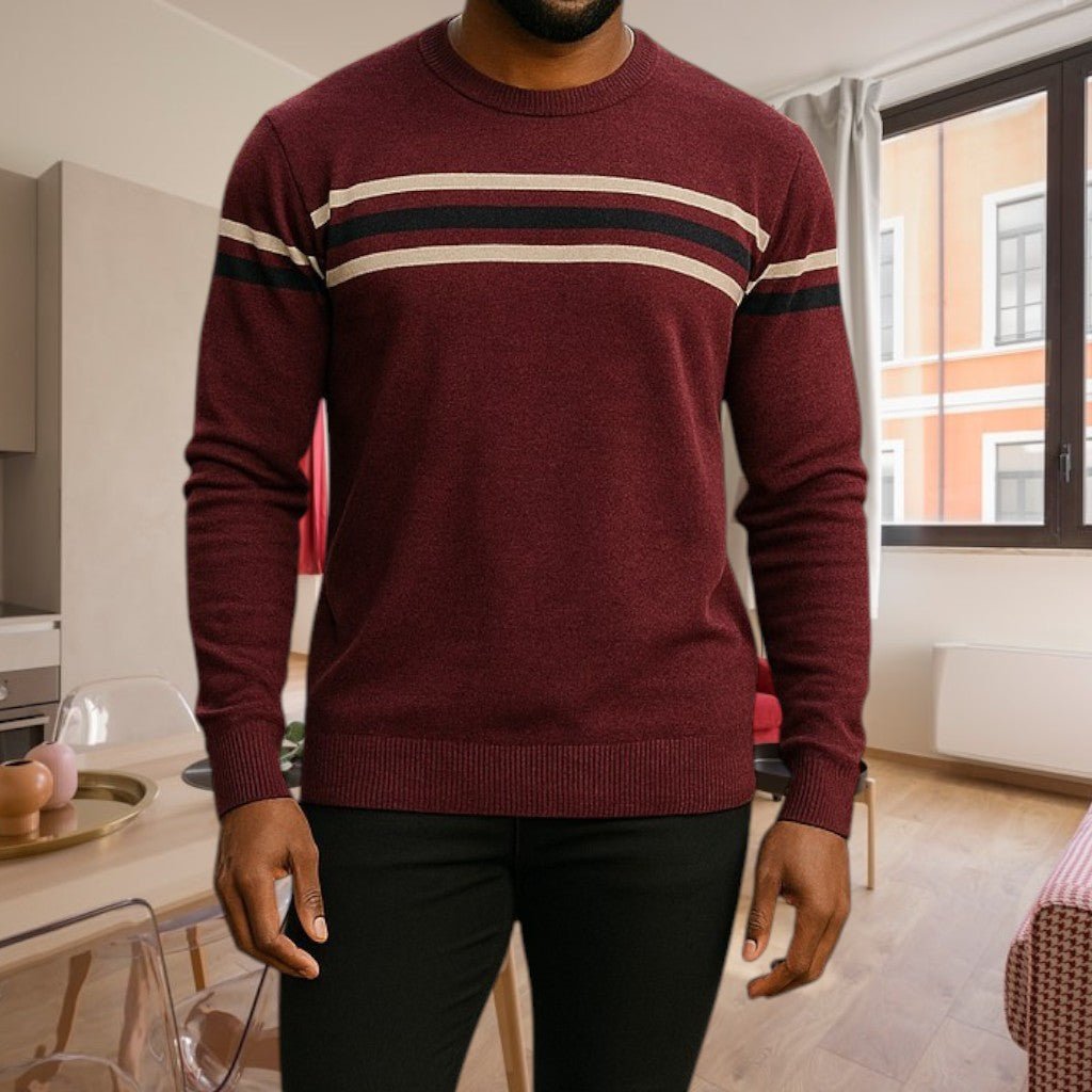 Mens Burgundy Stripe Jersey - StylePhase SA