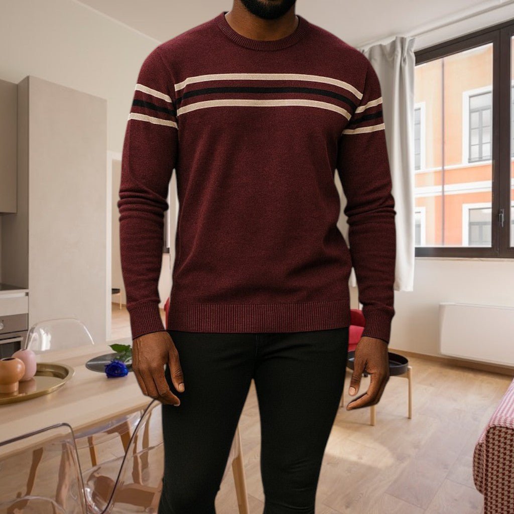 Mens Burgundy Stripe Jersey - StylePhase SA