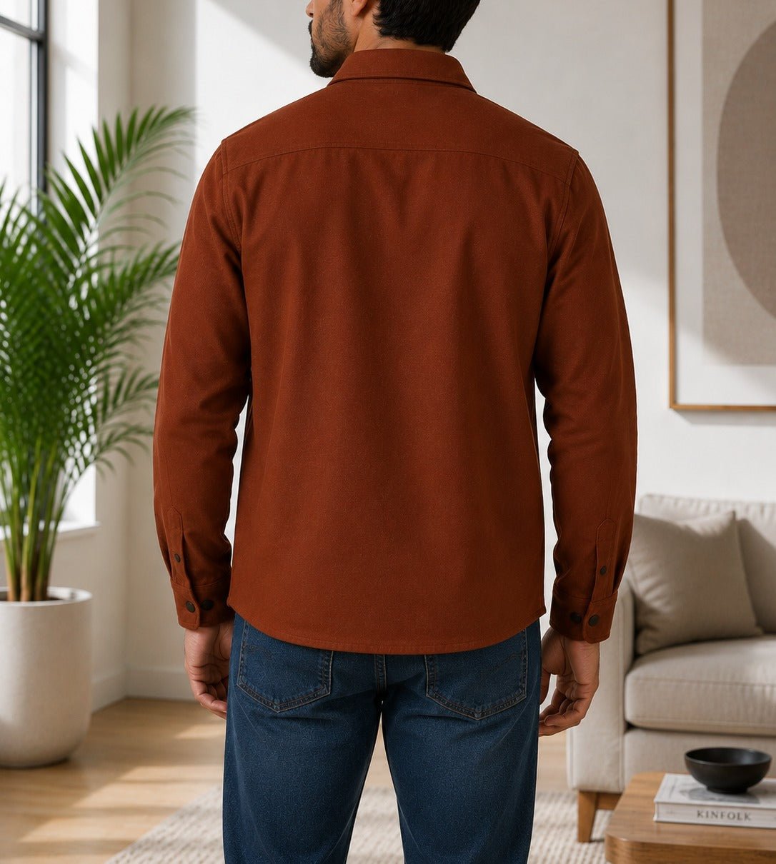 Men's Burnt Umber Melton Shacket - StylePhase SA