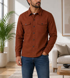 Men's Burnt Umber Melton Shacket - StylePhase SA