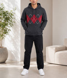 Mens Charcoal Diamond Hoody Top - StylePhase SA